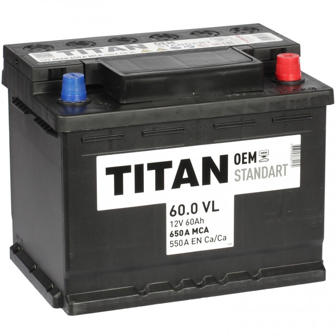 Автомобильный аккумулятор TITAN Standart 60 Ач обратная полярность L2 6CT-60.0 VL L2