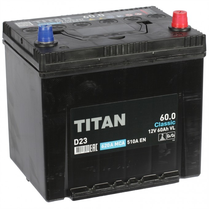 Автомобильный аккумулятор TITAN 60 Ач обратная полярность D23L 725359400